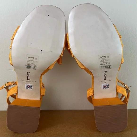 NEW LARROUDE ORANGE RUFFLE SANDALS - Picture 13 of 14